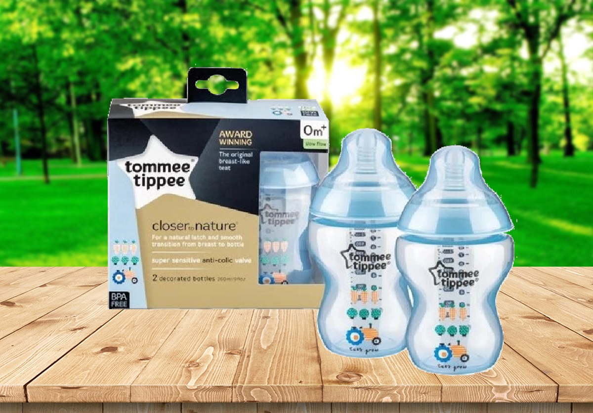 TOMMEE TIPPEE Closer To Nature 2x Decorated Feeding Bottles 260ml (0m+) Lets Grow l Little